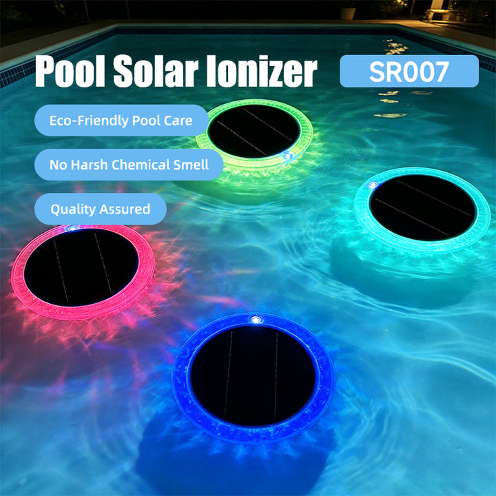 Solar Pool Purifier Solar Pool Ionizer With Dynamic Water Ripple LED Lights Easy Operation Design for Above Ground Pool Use