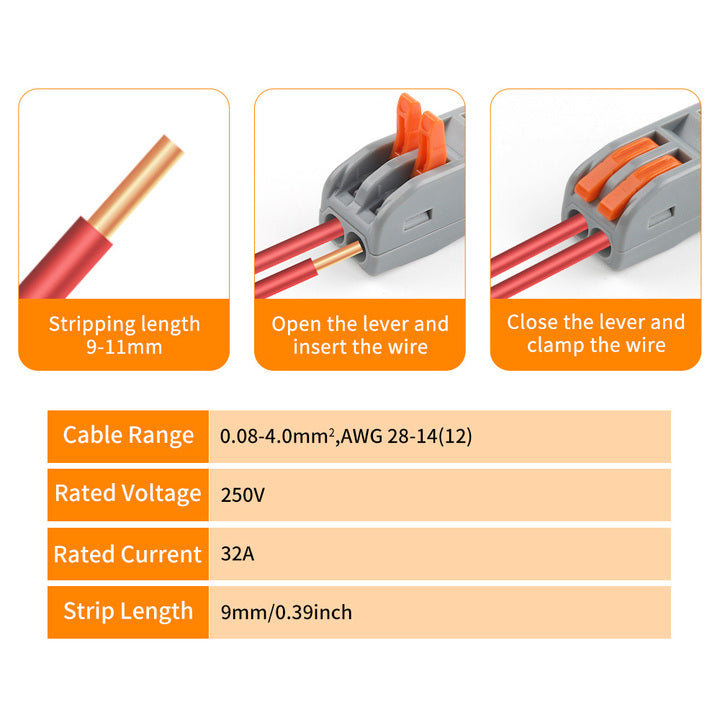 DIY GO Compact Electrical Cable Push/Plug in Quick Connector Spring Lever Splice Fast Wire Connectors Terminal Block 222 223