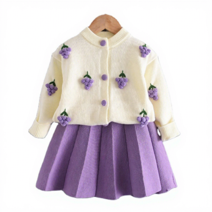 Fall Girl's Cardigan Sweater Top and Skirt 2 Piece Kids Clothing Sets Baby Sweaters Dress for Little Girls Clothes Babi Suit