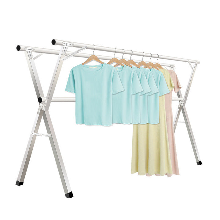 Floor-standing Stainless Steel X-shaped Hanger Retractable Garment Clothing Rack Folding Clothes Drying Rack for Balcony Outdoor