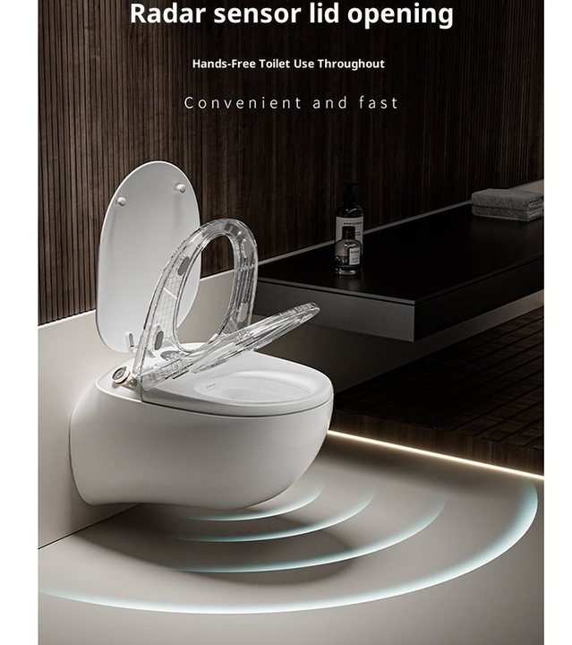 2026 Release Smart Modern Design Automatic Elongated Bidet Closet One-Piece Wall-Hung Built-In Water Tank P-Trap Remote Control