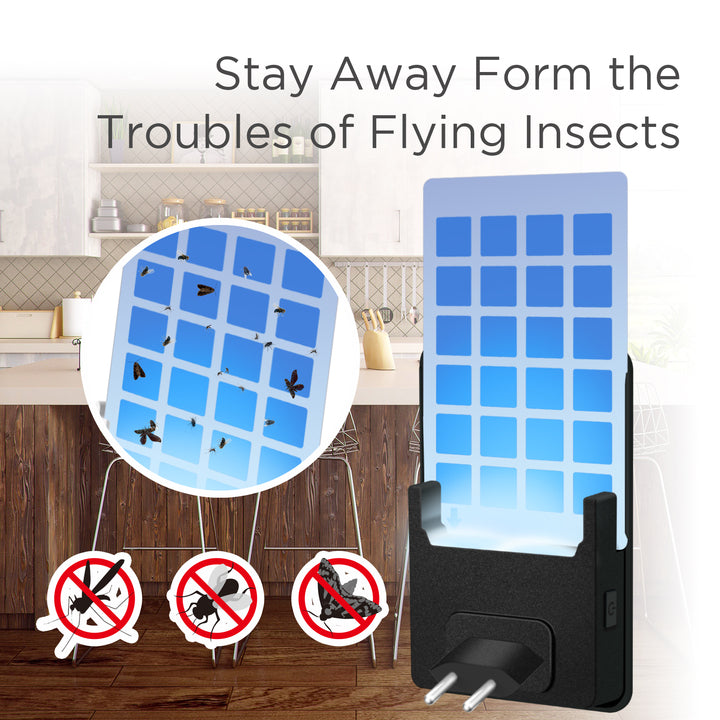 European Standard Indoor Electric Bug Zapper with LED Light Source Home Plug-Safe Sticky Traps for Insect Control