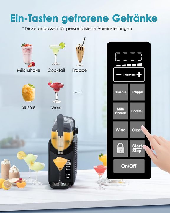 EUHOMY 2.6L Home Use Ice Cream Maker Self-Cleaning Slush Machine Child Safety Features 5 Preset Programs No Ice Cubes Needed
