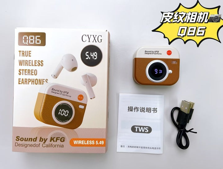 Q86 Tws Bt5.4 True Wireless Stereo Earphone LCD Open-ear Hanging Headset Charge Display In-Ear BT Headphone Earbuds