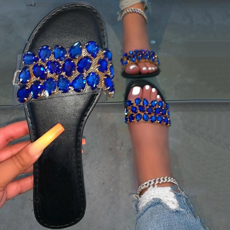 beach slipper beautiful lady jelly sandals diamond sandals womens slides ladies flat shoes