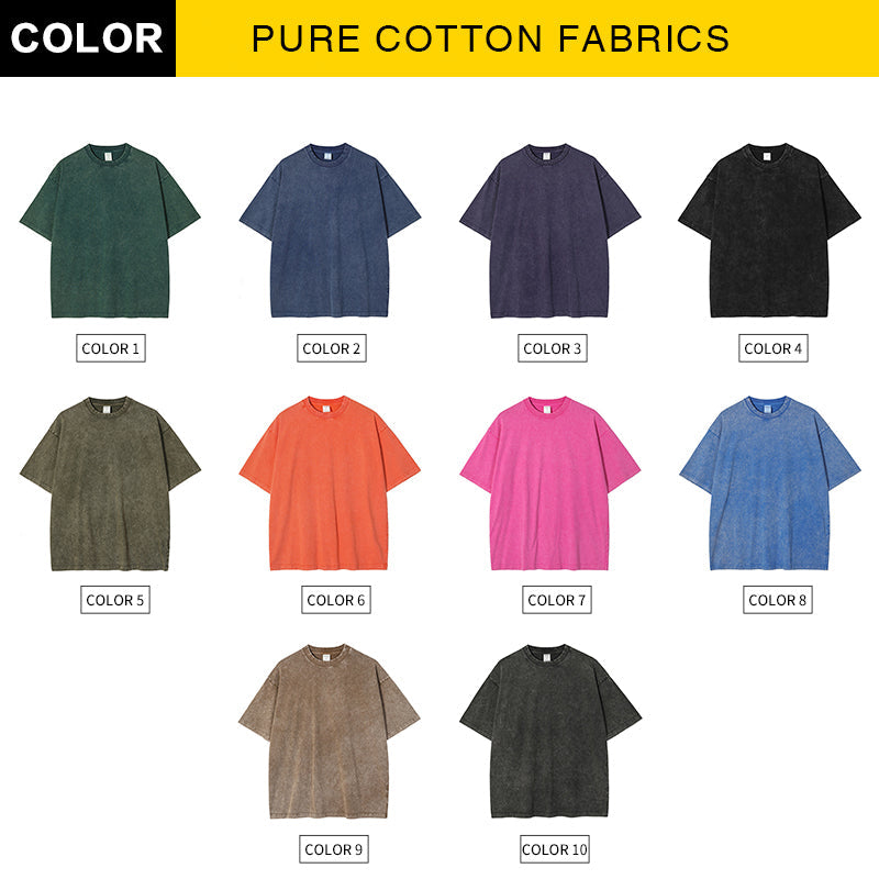 High Quality 100 Cotton Acid Wash 250Gsm Heavyweight Vintage Men T Shirt Custom Blank Vintage T Shirt