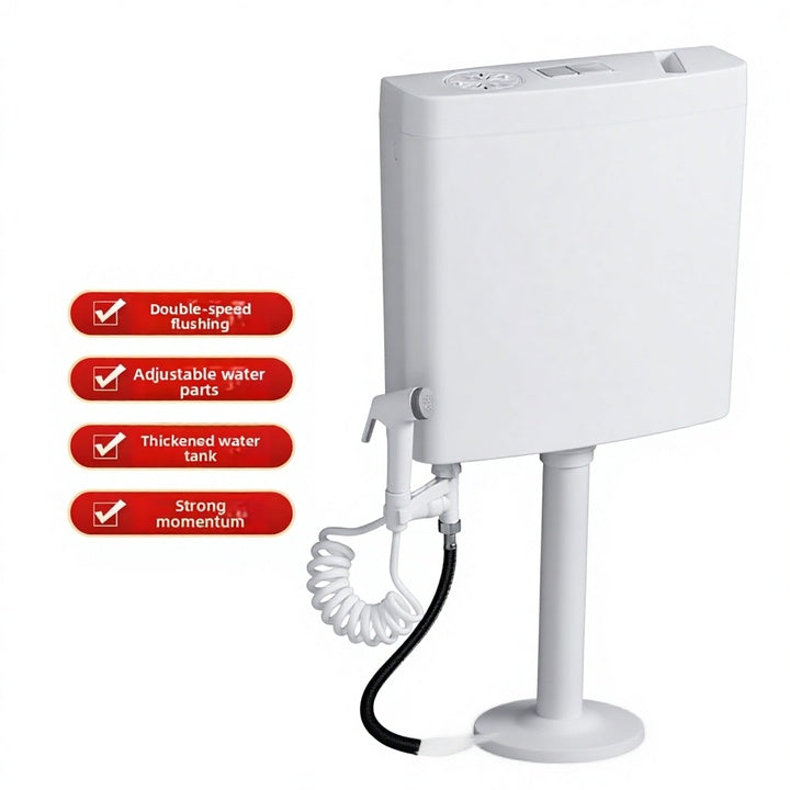 Modern Minimalism Polypropylene Hand-pressed High Pressure Wall Hanging Squatting Toilet Flush Water Tank