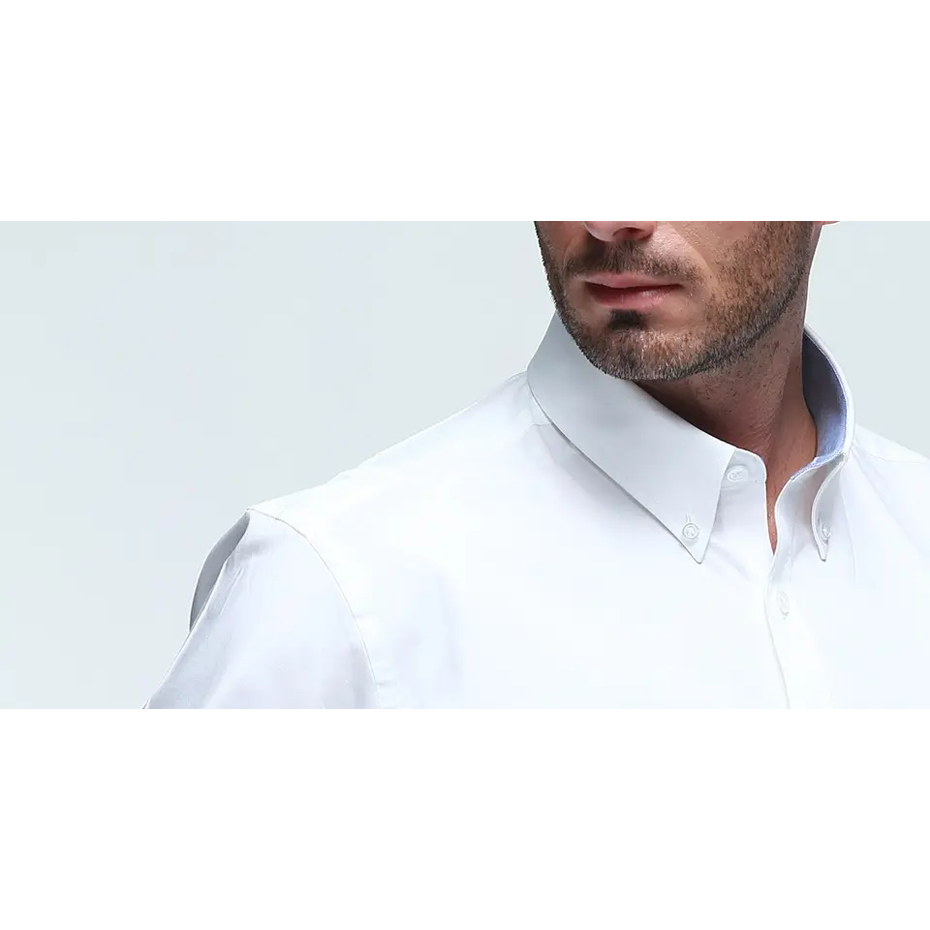 Oeko-Tex Custom Solid Long Sleeve Wrinkle-Free Formal Business Casual Button Down White Men Dress Shirts