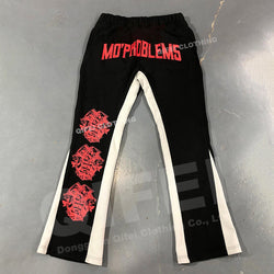 Custom mens track stacked flair trouser 100% cotton flared sweatpants painted flare sweat pants men