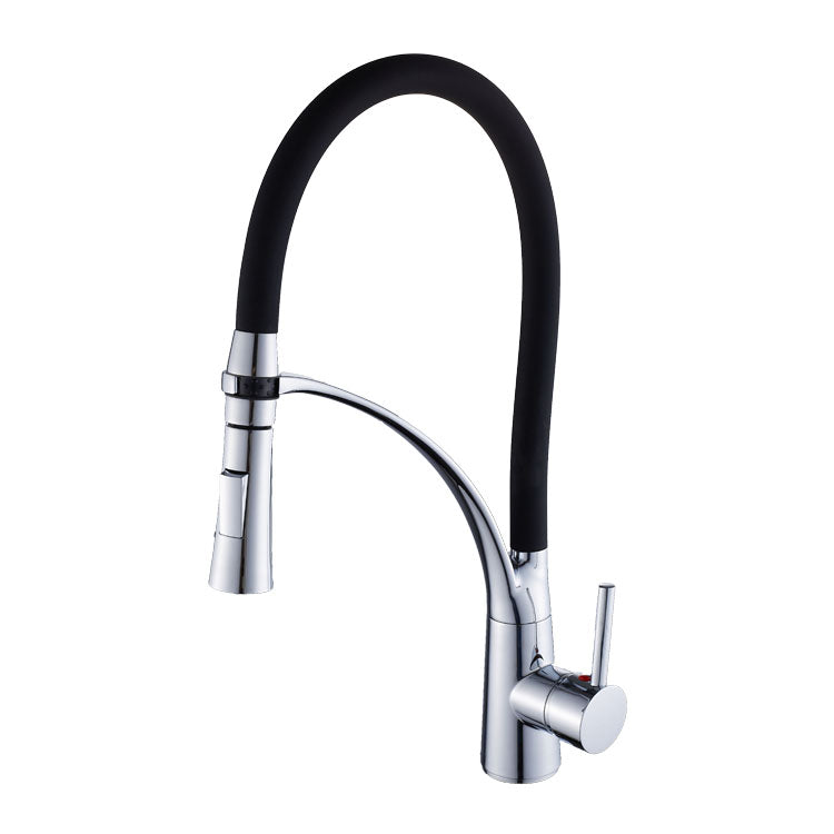 Competitive Style Single Handle Flexible Kitchen Faucet 2205-B Silver Ceramic Chrome Modern Contemporary Polished 3 Years Ltd.