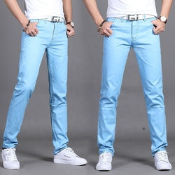 Khaki Twill Men Trousers Stretch Wash Straight-leg Trousers European Men Formal Trousers