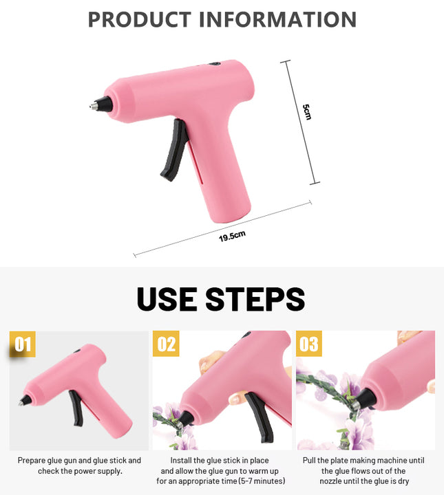 Cordless Electric Glue Gun 10W Rechargeable Lithium Battery Powered Hot Melt DIY Quick Heat Multi-Length Sticks for Home