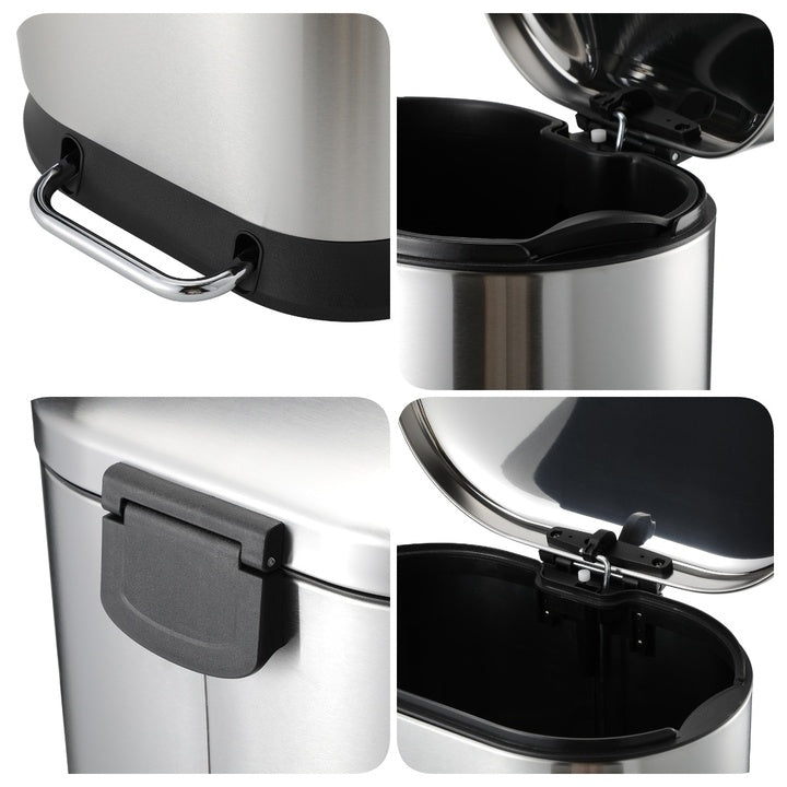 SY Eco-friendly Stainless Steel Metal Trash Bin Lid Step Pedal 5L/30L/50L Capacity Silver Indoor Home Garbage Can Trash Can