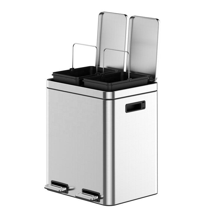 Innovative Modern Dual Compartments 30L Household Recycling Trash Can Kitchen Waste Bin