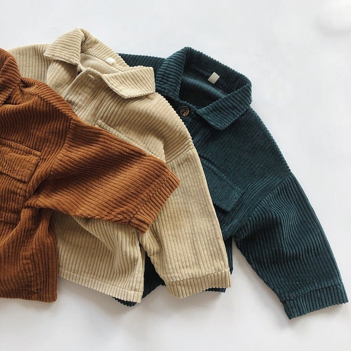 Wholesale Winter Coats Jaket for Kids Custom Logo Outwear Unisex Boys Corduroy Jackets