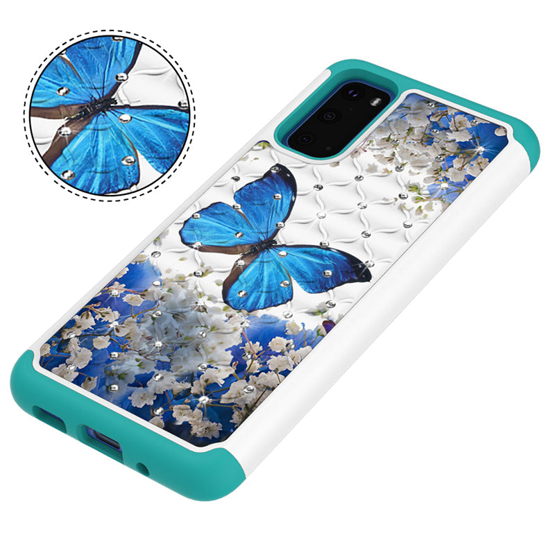 glitter diamond high quality tpu pc hybrid cute butterfly phone case for samsung galaxy s11e for alcatel for google pixel 4 xl