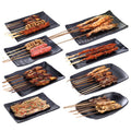 Wholesale Custom Logo Japanese Sushi BBQ Plates Dish Rectangle Black Melamine Restaurant Dinner Plate