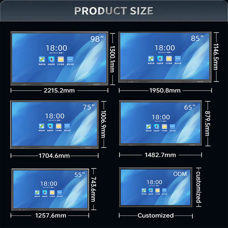 65 inch 100 inch ODM 4K Android OPS Interactive Display Smart Board 75 Inch Touch Screen Monitor Interactive Whiteboard