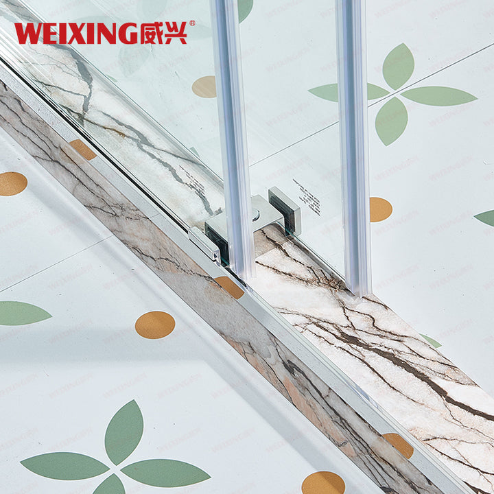 Weixing Good Price Bathroom Tempered Glass 304 Stainless Steel Double Sliding Frameless Rectangle Shower Room