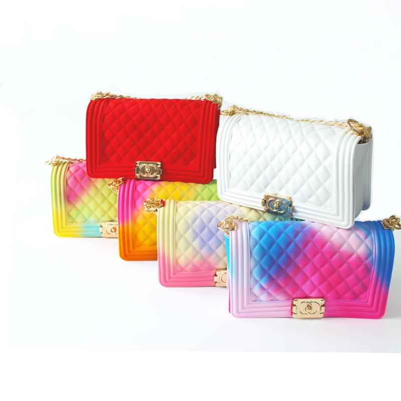 women jelly purse hand bags designer wholesale rainbow bag 2021 women ladies shoulder handbags candy jelly bags