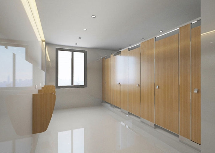 Efficiently Installed and Adjusted Plastic Toilet Cubicles for School and Bathroom Facilitating Future Modifications