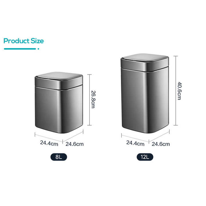 Luxury Automatic Smart Waste Bin Dustbin Touchless Stainless Steel Trash Can for Home, Office, Hotel, Room