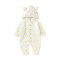 Mimixiong Ins Baby Romper Clothes Knitted Newborn Bebes Solid Color Hooded Overalls Fleece Long Sleeve Infant Winter Outfits