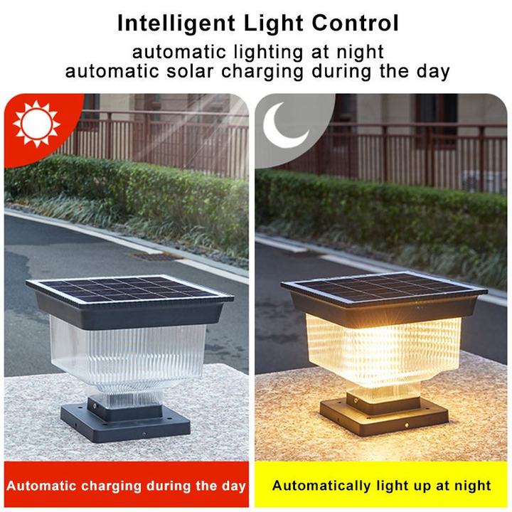 Outdoor Aluminum Solar Main Gate Column Light Waterproof Decorative LED Solar Landscape Garden Lights for Courtyard Pillar