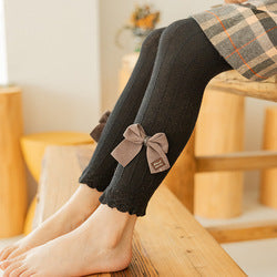Autumn Korean New Fancy Bow Cute Children Pants Comfortable Cotton Trendy Solid Color Kids Girls Leggings