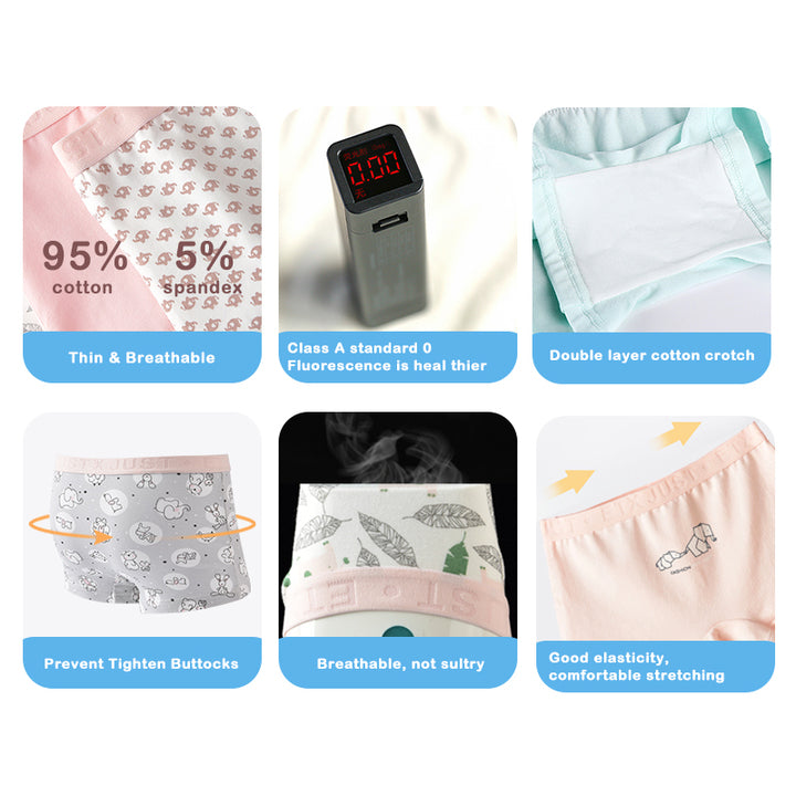 Organic Cotton 5Pcs 2-16Y 100-170mm Children Girl Kids Underwear Girls Boxer Briefs