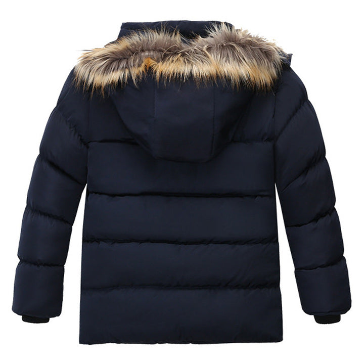 OEM ODM Korean Style Winter Thick Cotton Filled Breathable Fleece Coat Boys Hooded Outerwear Blazer Zipper Closure Warm Jacket