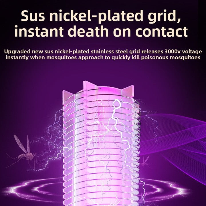 Electric LED Killer Bug Zapper Racket Portable Outdoor & Indoor Mosquito & Fly Trap Battery Included IP33 Rated PURPLE Light