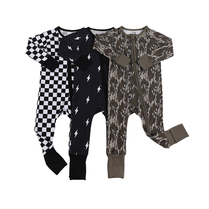 Customized Your Own Brand Baby Bamboo Pajamas Romper OEM Custom Printed Kids Pajamas Kids Clothing With Zipper