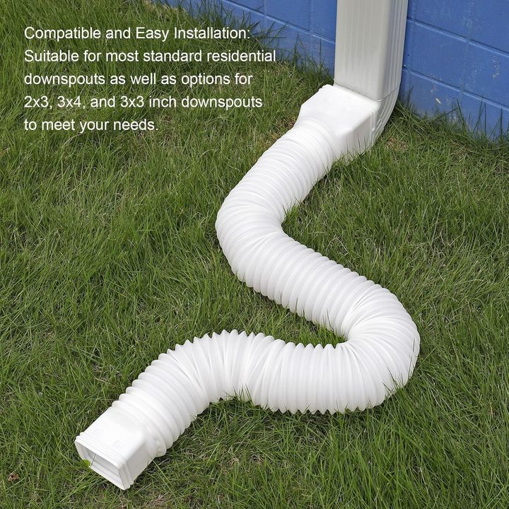 2 Pack PE Rain Gutter Downspout Extensions Durable Drain Extension with Connector