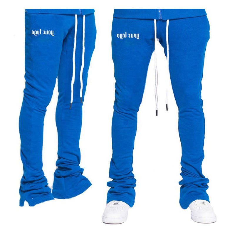OEM Custom Logo Streetwear Flare Sweat Pants Men Women Cargo Joggers Sweatpants Stacked Flared Pants