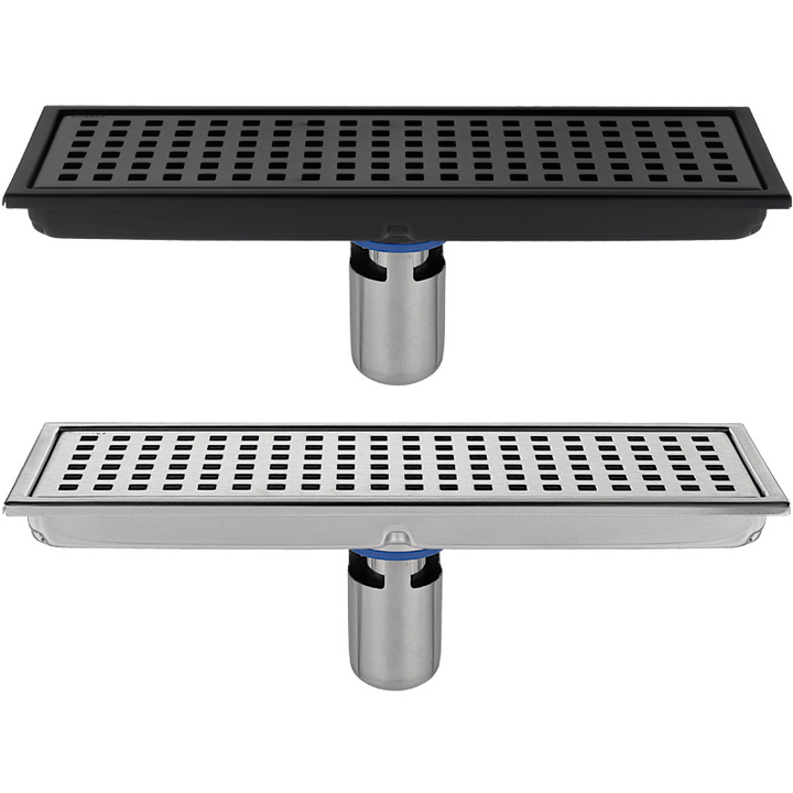 11X30CM Rectangular Grid 304 Stainless Steel Anti-Odor Core Anti-Clog Cover Floor Drain for Bathroom Shower Room Outdoor Use