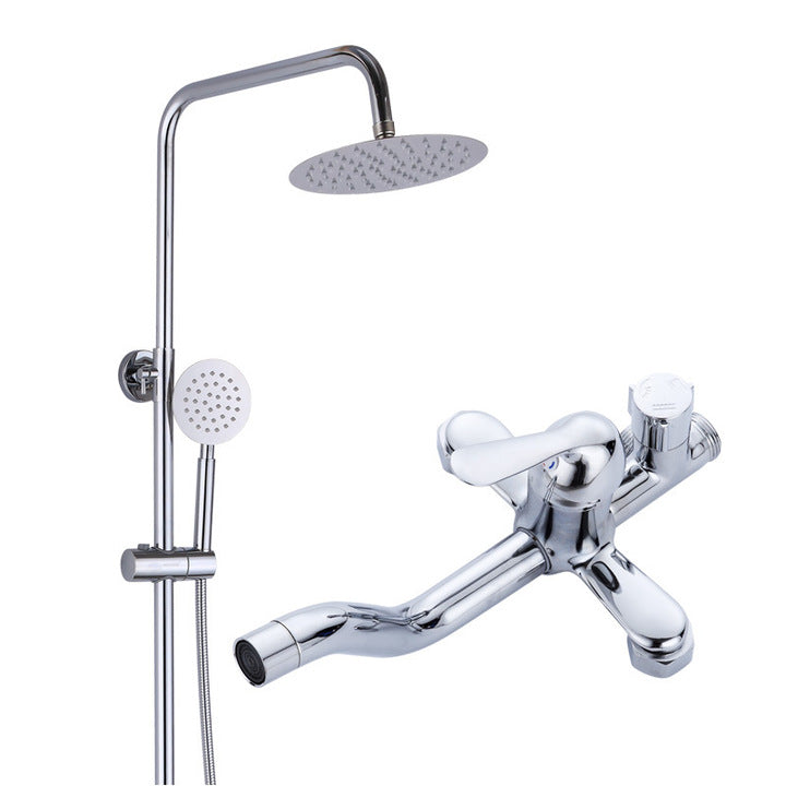 HUICI Modern Style Bath Rain Shower Set Hot and Cold Water Column with Diverter Hand Shower Faucet Accessory for Bathroom