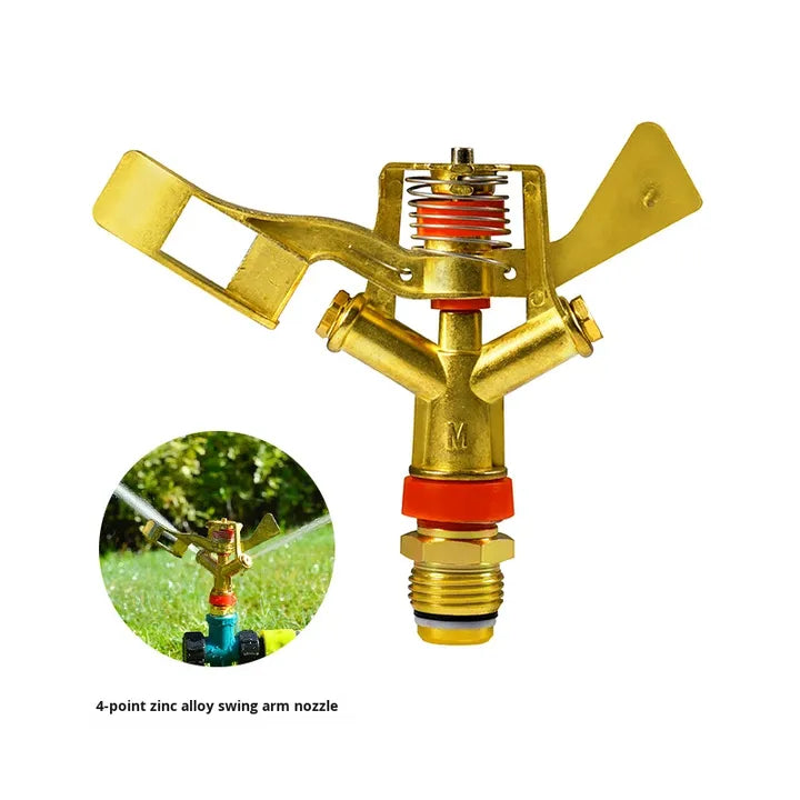 Lawn Vegetable Garden Orchard Sprinkler Equipment 4-Point Brass Rocker Nozzle 360 Rotating Irrigation Cooling Dust