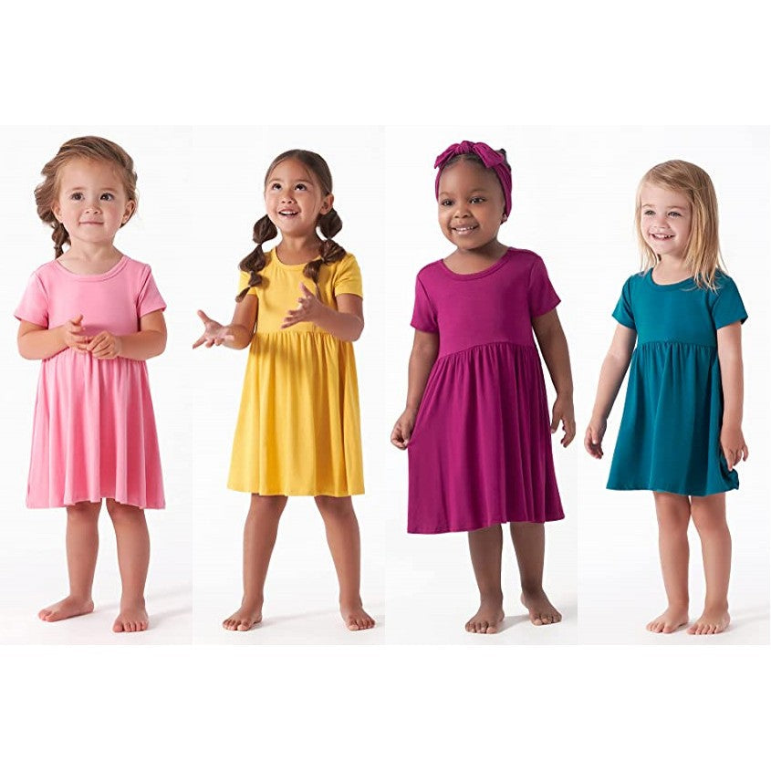 Toddler Girl Buttery Soft Bamboo Short Sleeve Kids Dresses Twirl Dress