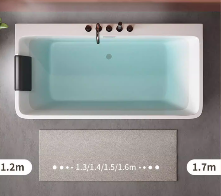 Luxury Modern Simple Soaking Acrylic Free-Standing Rectangular Adult White Double Insulation Seamless Japanese Soaking Bathroom