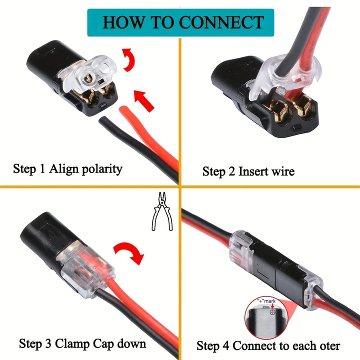 2 Way Electric Wire Connector Pluggable LED Quick Wire Connector 2 Pin Universal Wire Splice Connector With Locking Buckle