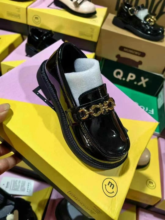 Mixed Small Leather Shoes for Girls Soft Sole Single Shoes for Children Non-slip Lightweight Black Single Shoes Wholesale