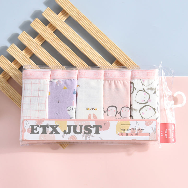 5PCS/box Pack Breathable Custom Cotton Elastic Soft Cute Girl Underwear Kids Boxer Briefs Girls
