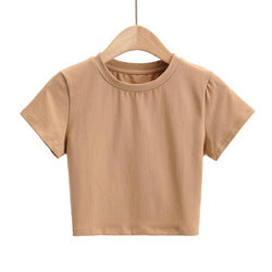Custom blank plain cropped Logo tee Cotton women's t-shirts Fitness Fit T Shirts Ladies bodycon Crop Tops tshirt for women