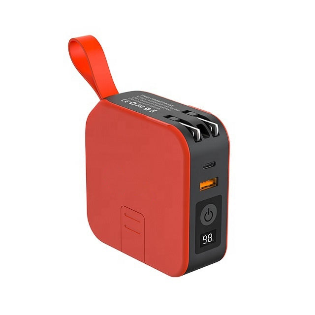 5 in 1 Powerbank 10000mah Portable Wireless Power Bank With Built in Cable Power Banks With Phone Holder