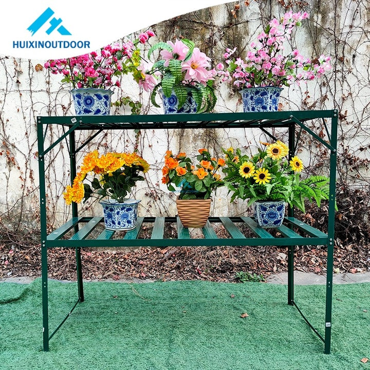 Hot Selling Two Staging Greenhouse Aluminum Shelving Accessories Fast Assembly Bracket Standing Pot Racks Shelf for Garden Use
