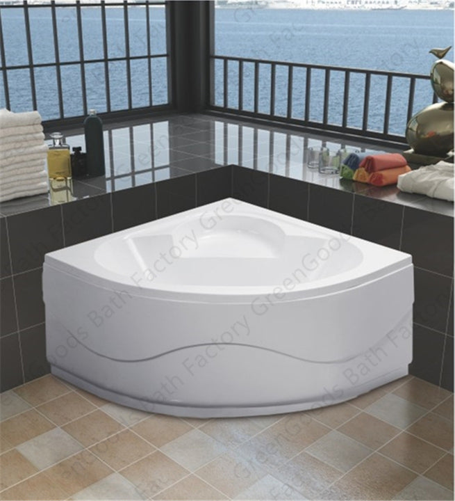 Economic Modern Quartz Acrylic Algeria Corner Bathtubs 110x110 cm Soaking Apron for Hotel Use