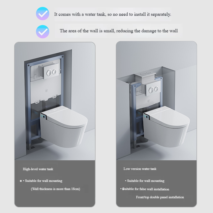 Wholesale OEM Smart Ceramic Wall-Mounted Automatic Intelligent Integrated Concealed Water Tank Foot Sensor P-Trap Heated Seat