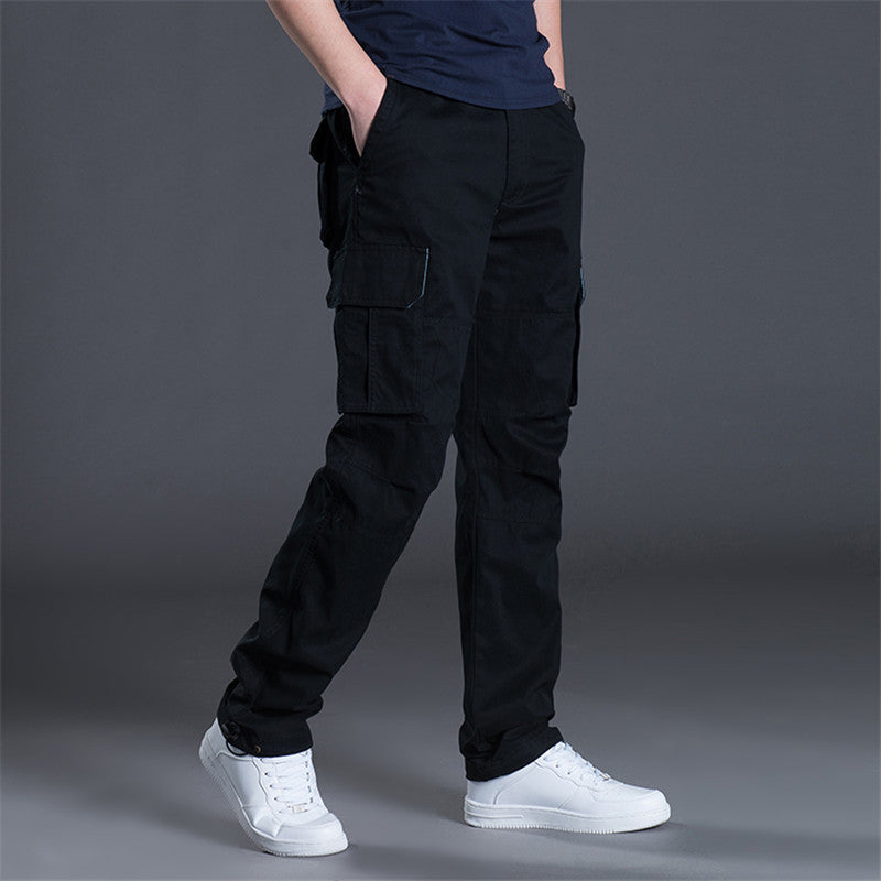 Winter Men Cotton Woven Cargo Zip Fly Pants Fashion Multi-Pockets Elastic Waist Mens wholesale men pants trouser