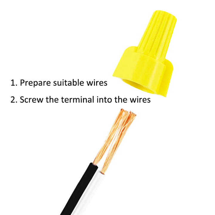 HUASU 100pcs HP11 Yellow Easy Outdoor Seal Elec Easy Twist on Application Wire Connectors Waterproof Nuts